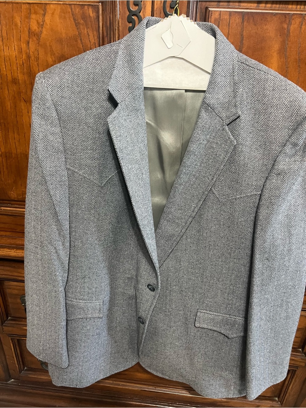 Vintage Circle S Western Wear Gray Herringbone Sport Blazer 48R USA CowboyJacket
